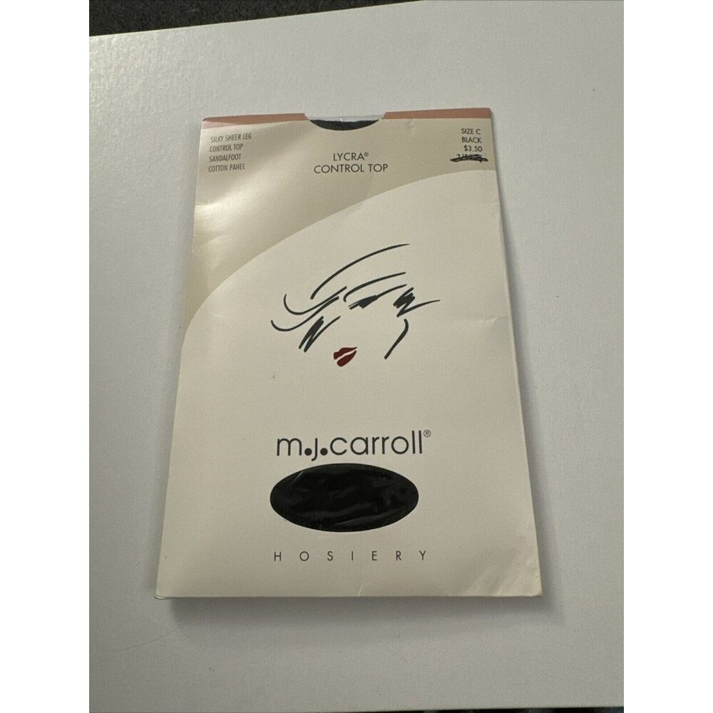 New MJ Carroll Hosiery Control Top Pantyhose Black Size C A35